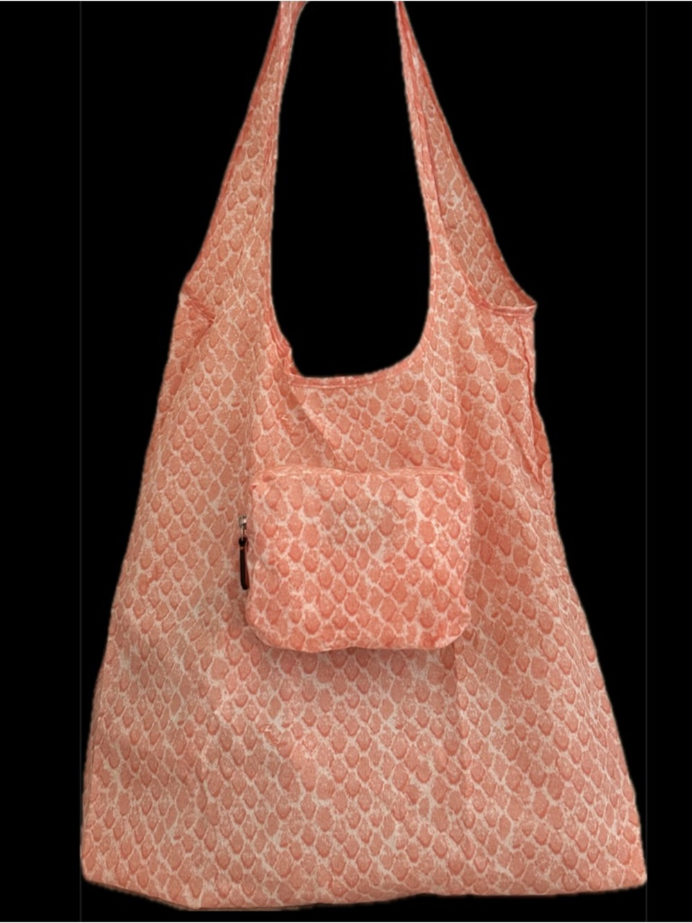 COACH Poppy Nylon Folding Tote Bag in Peach Snake Print NWT